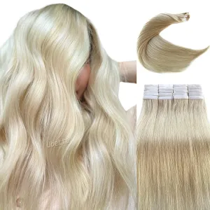 Blonde Hair Extensions Real Human Hair Tape in Extensions for Women, 50G Tape in Hair Extensions Invisible Tape and Traceable Remy Human Hair Extensions Tape ins 20 Pcs Double Sided 12 Inch