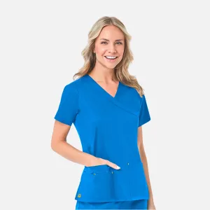 Blossom 1102 Mock Wrap Top Pacific Blue