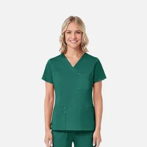 Blossom 1202 3 Pocket V-Neck Top Hunter