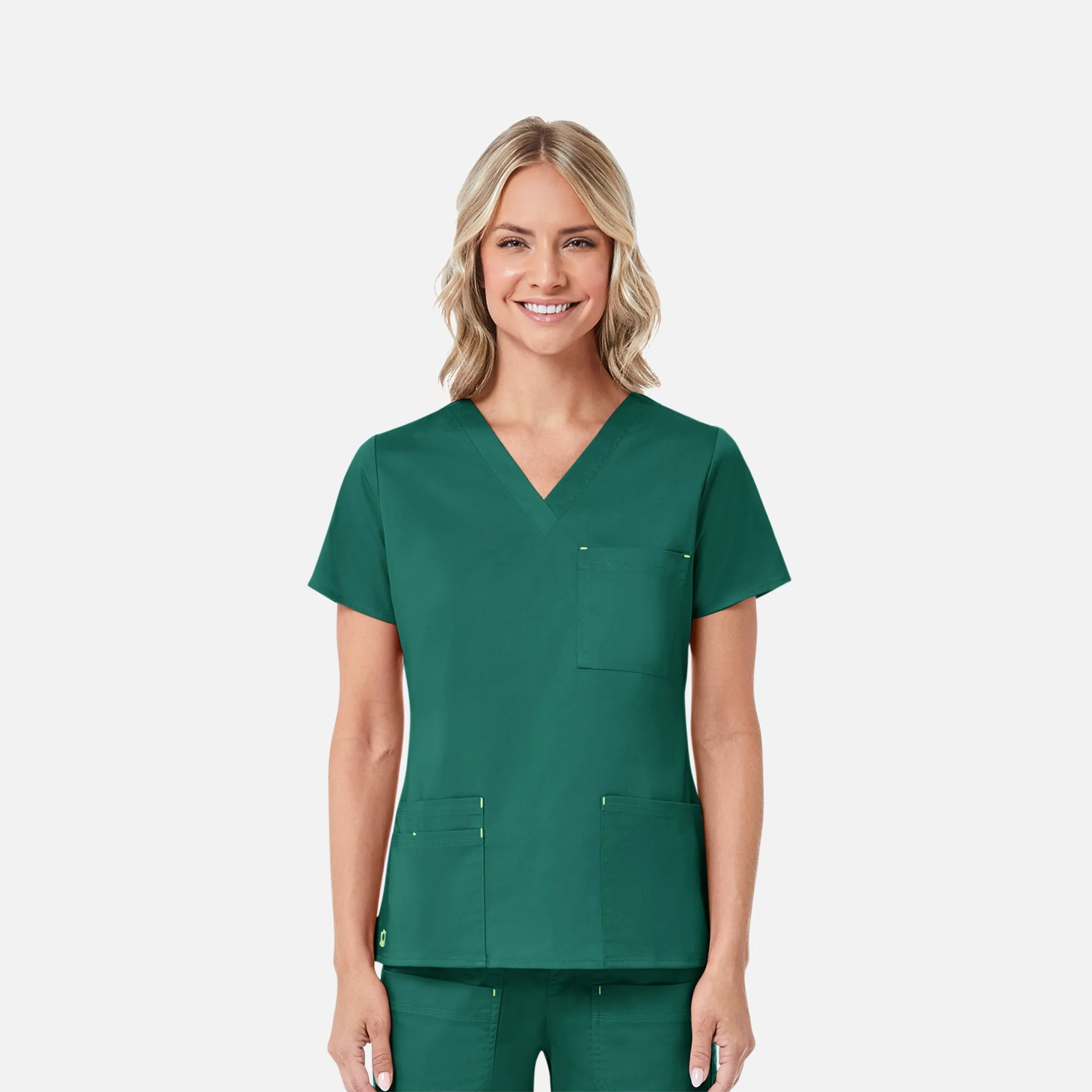 Blossom 1202 3 Pocket V-Neck Top Hunter