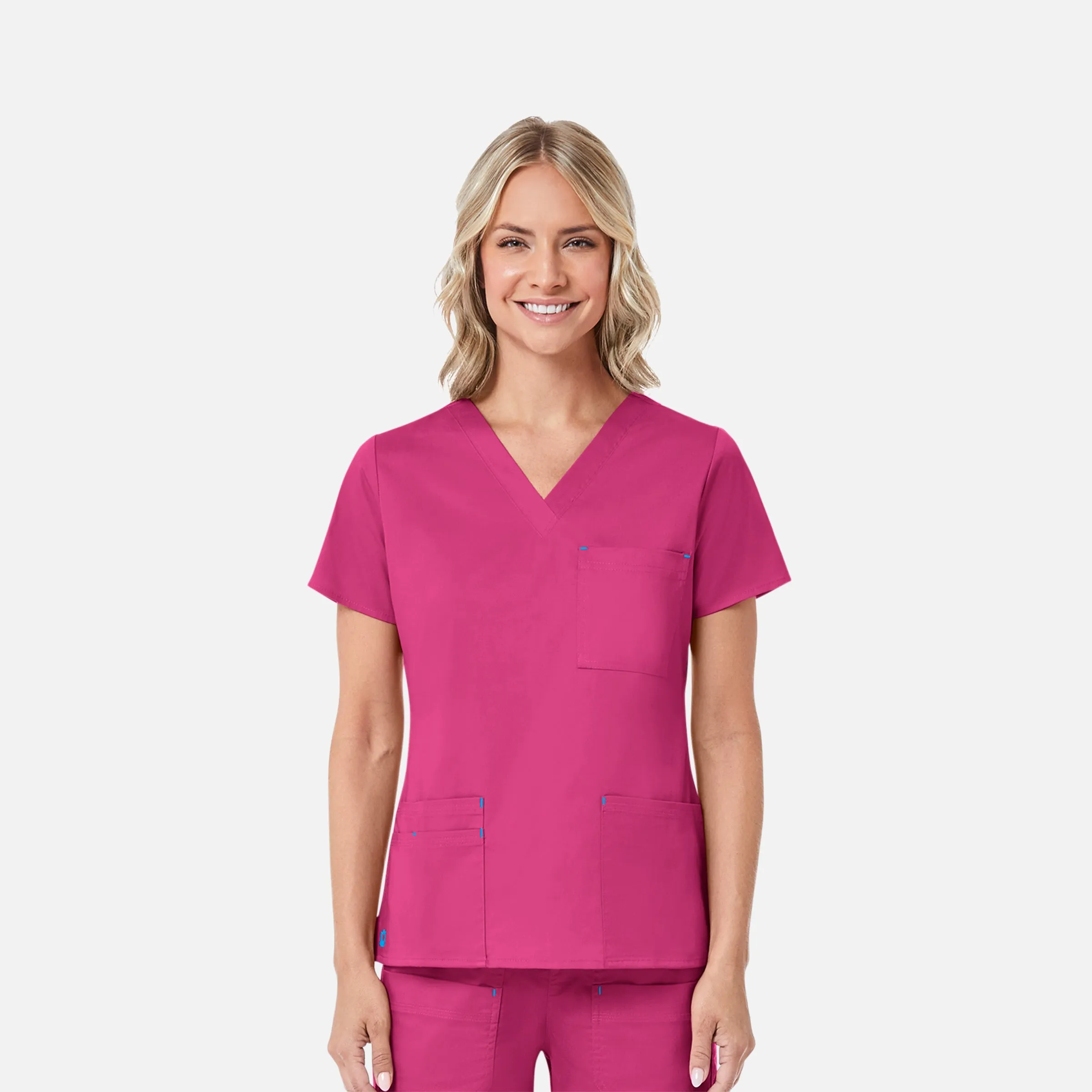 Blossom 1202 3 Pocket V-Neck Top Passion Pink