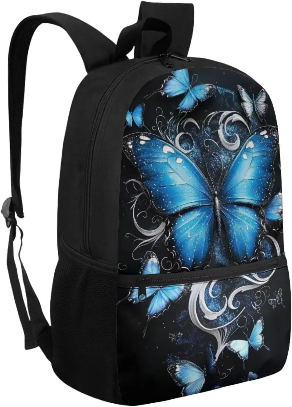 Blue Butterfly Print Kids Backpack for Girls Preschool Backpack School Bag Cute Kindergarten Backpack for Aged 3-8