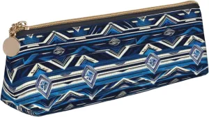 Blue Polynesian Maori Tribal Pattern print Triangle Box Multi functional Makeup Bag, Office Travel and Daily Stationery Storage