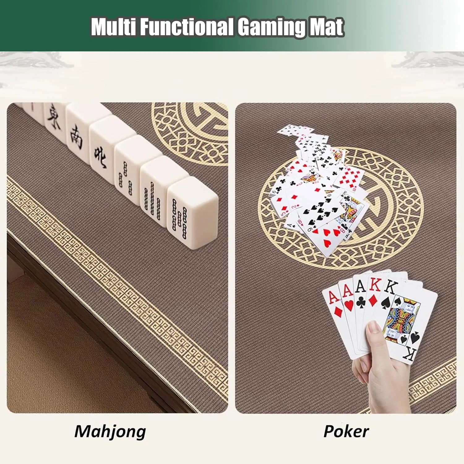 Blue Round Mahjong Table Mat with Carrying Bag, Soft and Thick Tablecloth, Non-Slip Noise Reduction Game Mat for Mahjong Poker and Cards(Blue 1,120cm/47.25in)