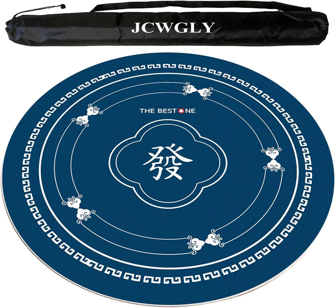 Blue Round Mahjong Table Mat with Carrying Bag, Soft and Thick Tablecloth, Non-Slip Noise Reduction Game Mat for Mahjong Poker and Cards(Blue 1,120cm/47.25in)