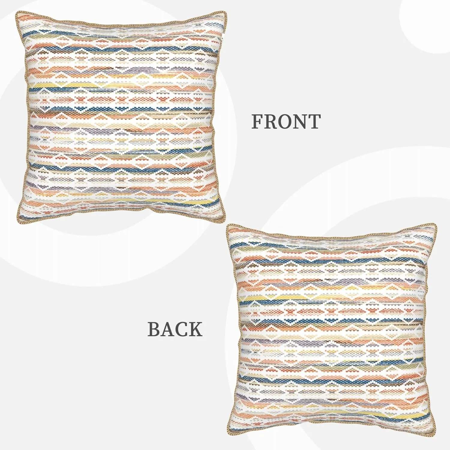 Boho Colorful Stripes Decorative Velvet Throw Pillow Covers 18x18 Inch Set of 2 Red Yellow Blue Geometric Pillows Cover Soft Farmhouse Cushion Case of Sofa Bed Living Room