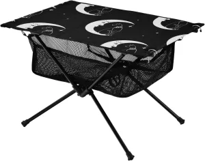 Bolaz Outdoor Folding Portable Picnic Camping Table-Cute Magic Moon Cat,Storage Mesh for Camping Gear Accessories, Hiking, Mountaineering, Outdoor Travel