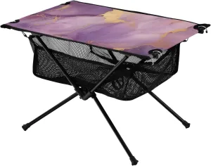 Bolaz Outdoor Folding Portable Picnic Camping Table-Purple Marble2,Storage Mesh for Camping Gear Accessories, Hiking, Mountaineering, Outdoor Travel