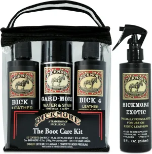 Boot Care Kit - Bick 1, Bick 4, Gard-More, and Exotic Leather Cleaner, Conditioners & Protector