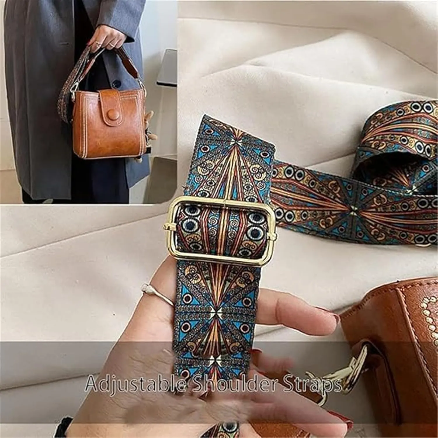 Bootara Bucket Bag, Vintage Fashion Bag, Crossbody Bags Adjustable Wider Shoulder Strap, Spacious Travel Tote
