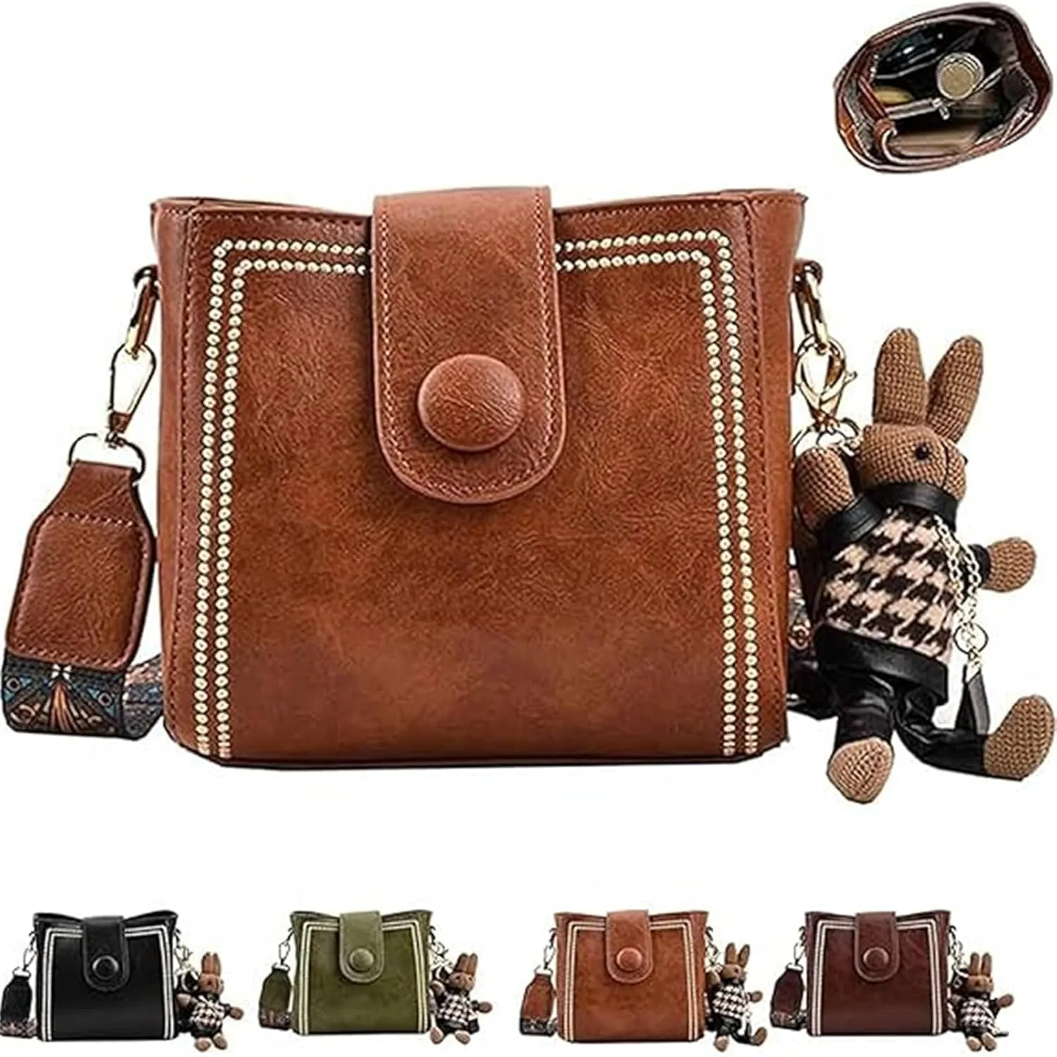 Bootara Bucket Bag, Vintage Fashion Bag, Crossbody Bags Adjustable Wider Shoulder Strap, Spacious Travel Tote
