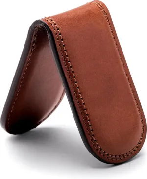 Bosca Men's Leather Money Clip Wallet - Magnetic, Luxury Full Grain Italian Dolce Leather Slim Clip For Men, Hand Stitched, Gift-Ready Packaging, Dark Brown