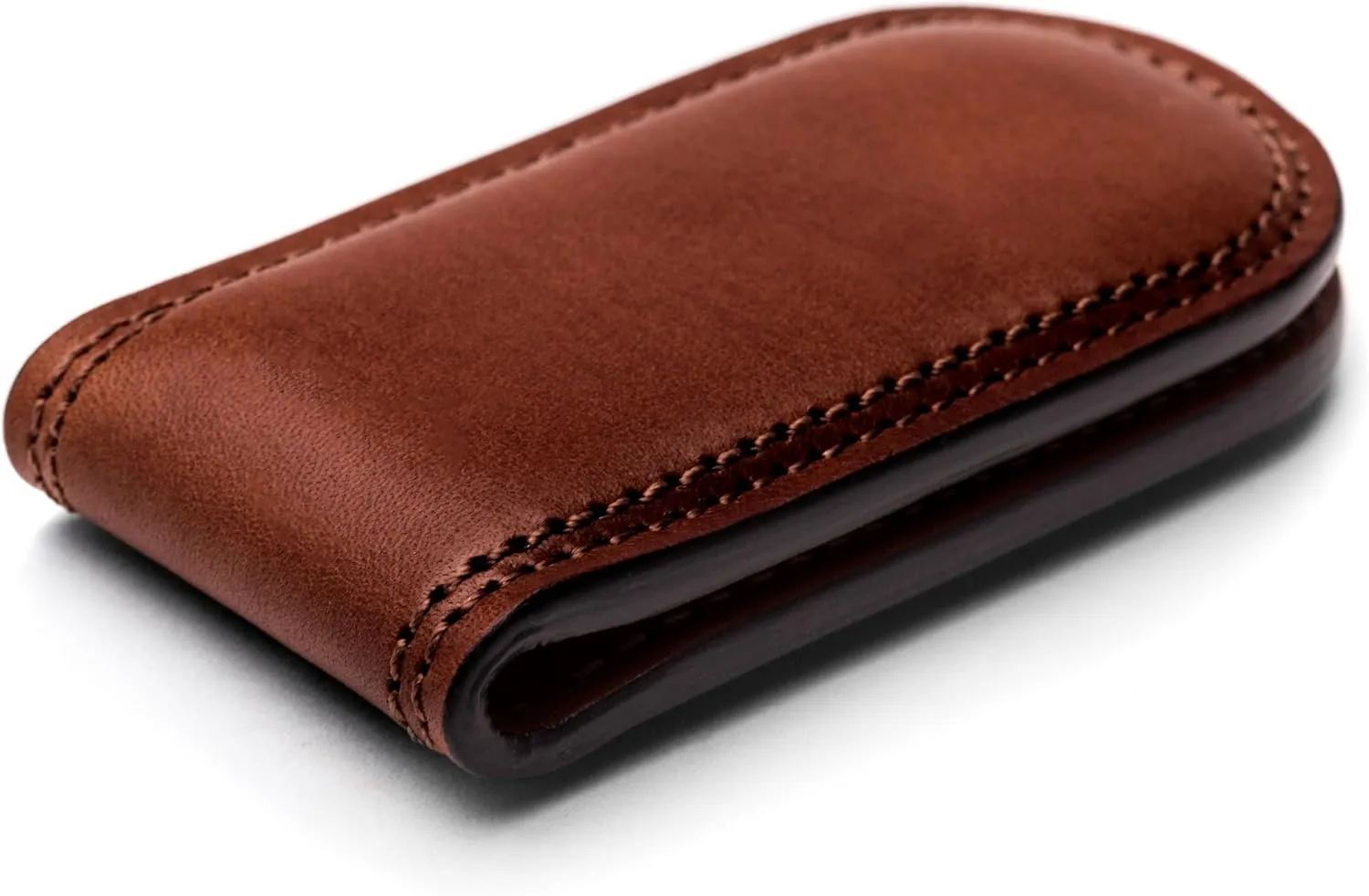 Bosca Men's Leather Money Clip Wallet - Magnetic, Luxury Full Grain Italian Dolce Leather Slim Clip For Men, Hand Stitched, Gift-Ready Packaging, Dark Brown