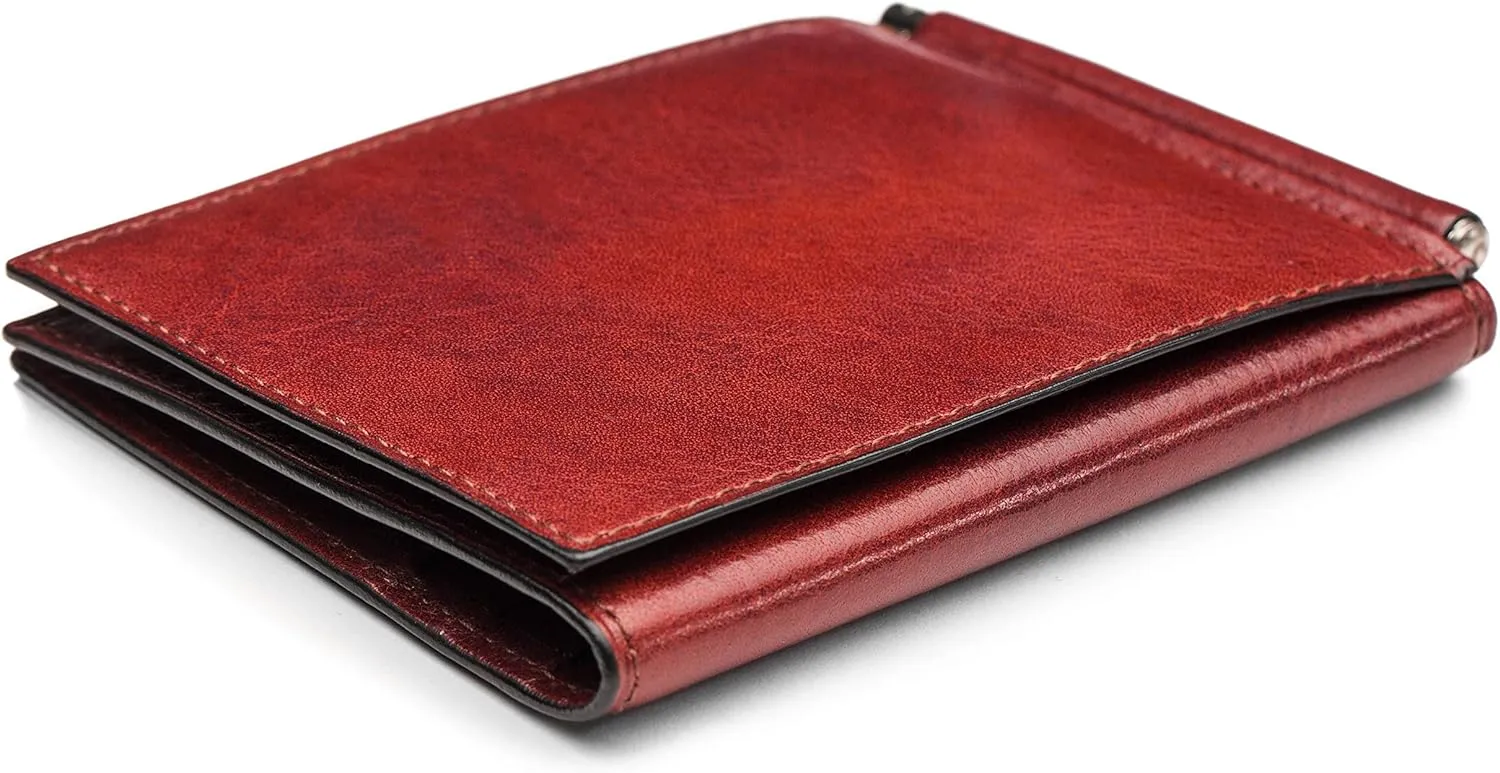 Bosca Men's Wallet, Old Leather Money Clip with Card Case Pocket, Designed For Front Pocket, Gift Packaging, Dark Brown