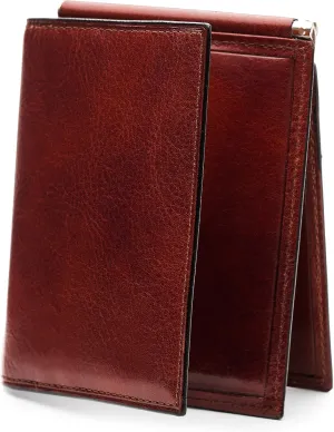 Bosca Men's Wallet, Old Leather Money Clip with Card Case Pocket, Designed For Front Pocket, Gift Packaging, Dark Brown