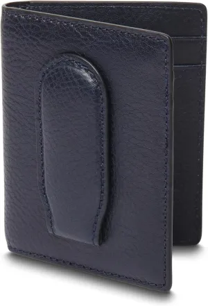 Bosca Navayo Leather Money Clip Wallet for Men - Bifold Front Pocket Design - 4 Card Pockets, Magnetic Money Clip - Handmade in Italian Tuscany Factory - Compact 4" x 3 Black