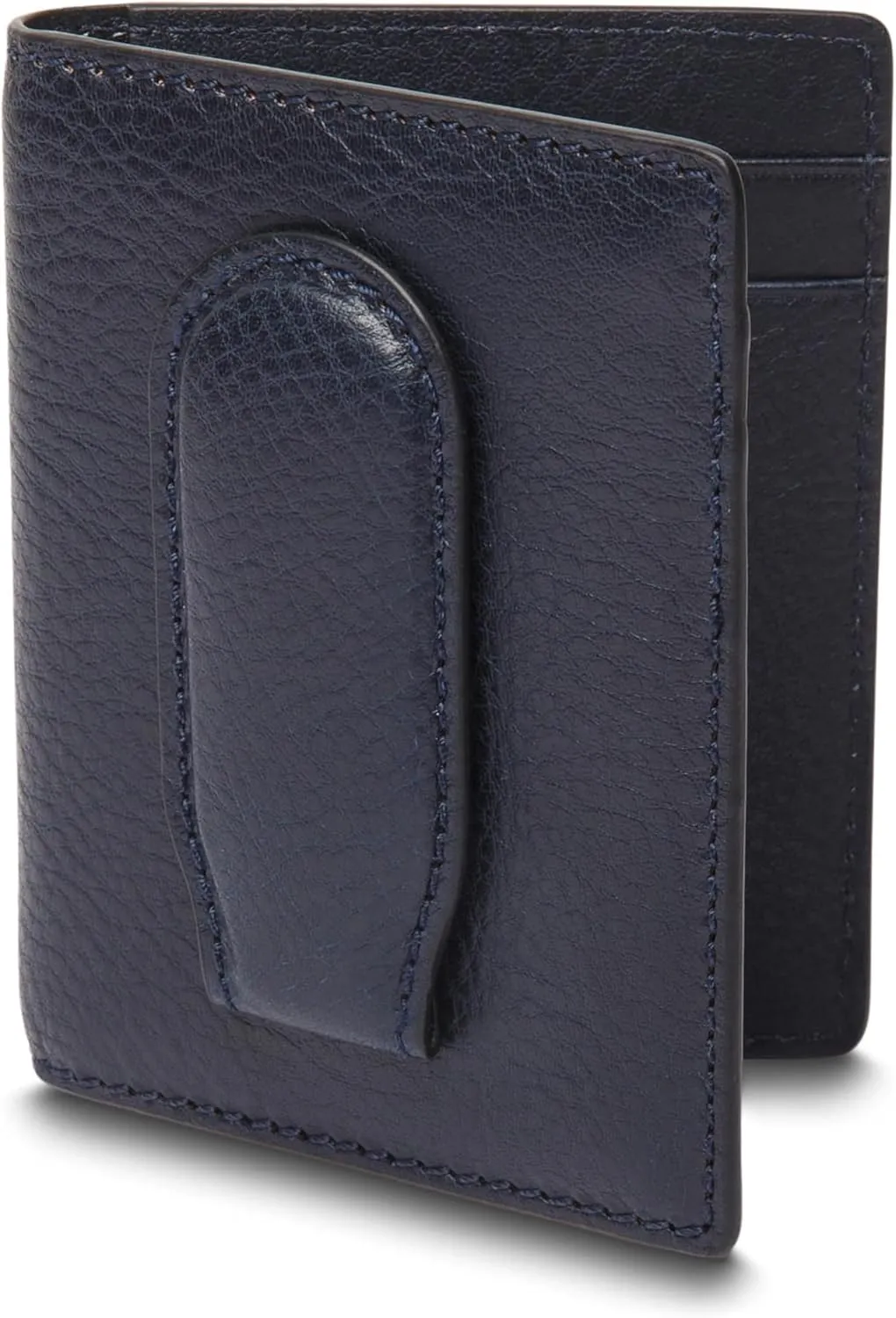 Bosca Navayo Leather Money Clip Wallet for Men - Bifold Front Pocket Design - 4 Card Pockets, Magnetic Money Clip - Handmade in Italian Tuscany Factory - Compact 4" x 3 Black