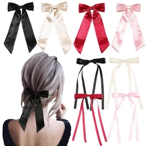 Bow Clips for Women Velvet, ELKINROVIC Mini Bow Alligator Clips Long Soft Small Ribbon Bowknot Hair Bows for Girls Adult Kids(8Packs)