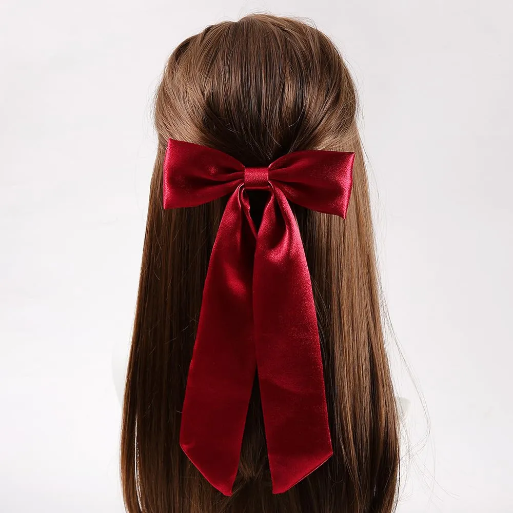 Bow Clips for Women Velvet, ELKINROVIC Mini Bow Alligator Clips Long Soft Small Ribbon Bowknot Hair Bows for Girls Adult Kids(8Packs)