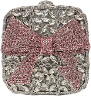 Bowknot Cute Crystal Box Clutch Luxury Evening Bag Women Sparkly Rhinestone Handbags Purses
