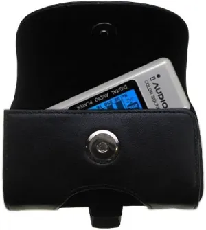 Brand Horizontal Black Leather Carrying Case for The Cowon iAudio U2 with Integrated Belt Loop and Optional Belt Clip