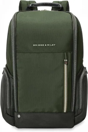 Briggs & Riley Medium Widemouth Backpack - Carry On Travel Backpack for Women & Men, Personal Item Bag, Self-Repairing Zippers, Padded Straps, Fits up to 15.6" Laptop - HTA Collection, Forest