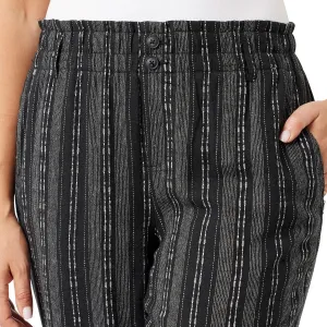 Briggs Ladies' Comfort Stretch Waistband Linen Blend Pants (US, Alpha, X-Large, Regular, Regular, Black Stripe)