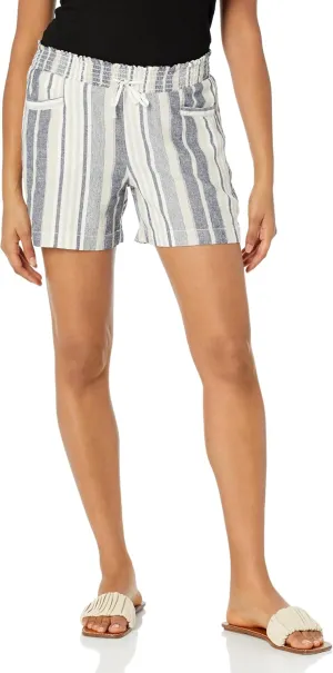 Briggs New York Women's Linen Pull on Drawstring Short with Welt Pockets