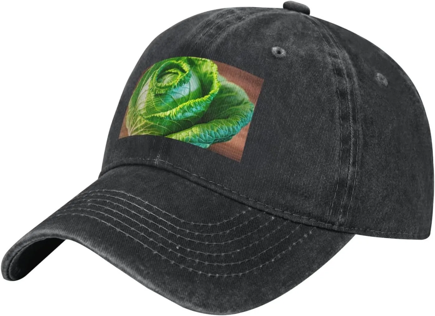 Bright Cabbage Print Unisex Washed Denim Baseball Cap,Adjustable Dad Hat,Trucker Hat for Sports, Travel