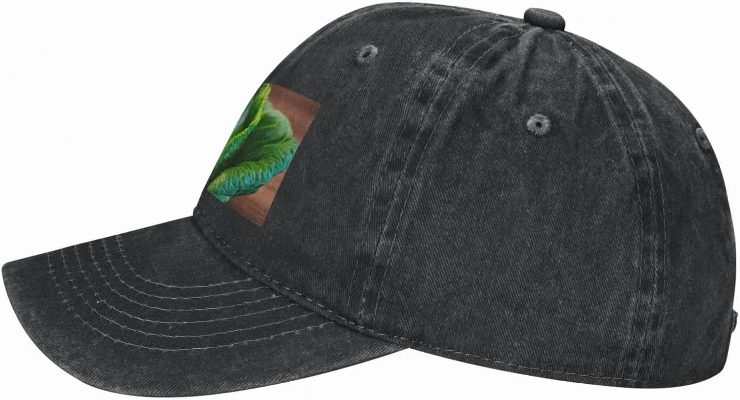 Bright Cabbage Print Unisex Washed Denim Baseball Cap,Adjustable Dad Hat,Trucker Hat for Sports, Travel