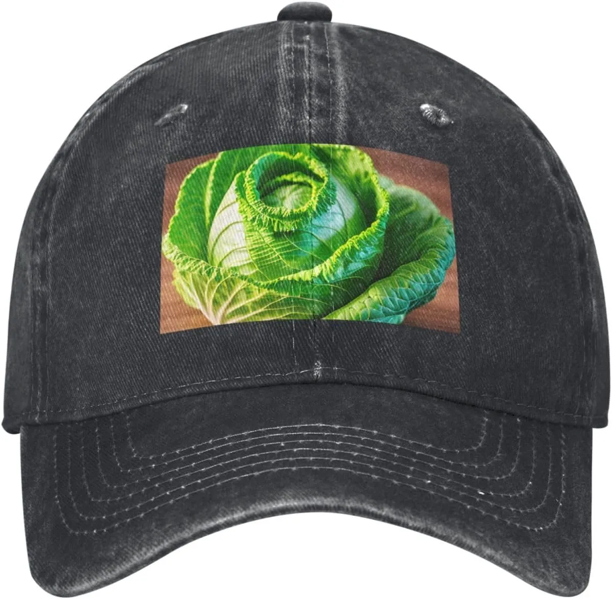 Bright Cabbage Print Unisex Washed Denim Baseball Cap,Adjustable Dad Hat,Trucker Hat for Sports, Travel