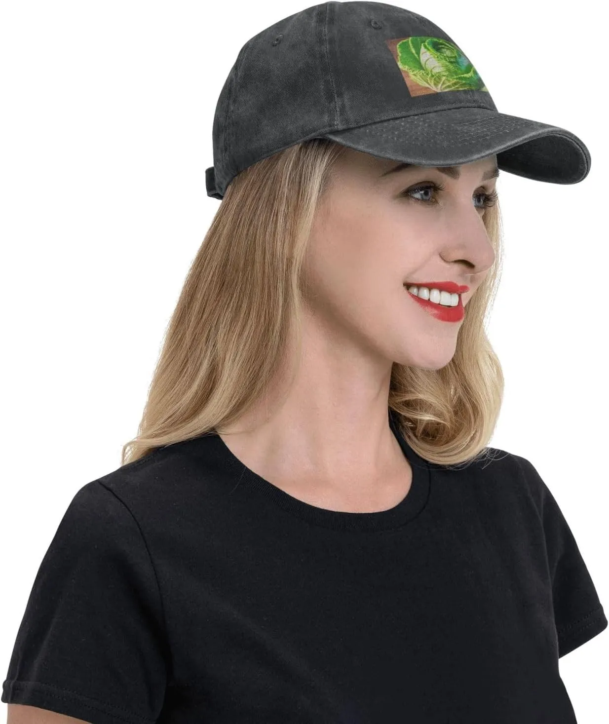 Bright Cabbage Print Unisex Washed Denim Baseball Cap,Adjustable Dad Hat,Trucker Hat for Sports, Travel
