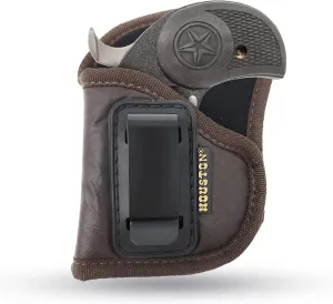 Brown Inside Waistband Gun Holster for Men/Women for Bond Arms, Roughneck, Backup, Texas Def 1 .410/357 / 38 / .9 / .45, 2.5 Barrel (Left). Eco Leather Concealed Handgun Holster 9mm by Houston