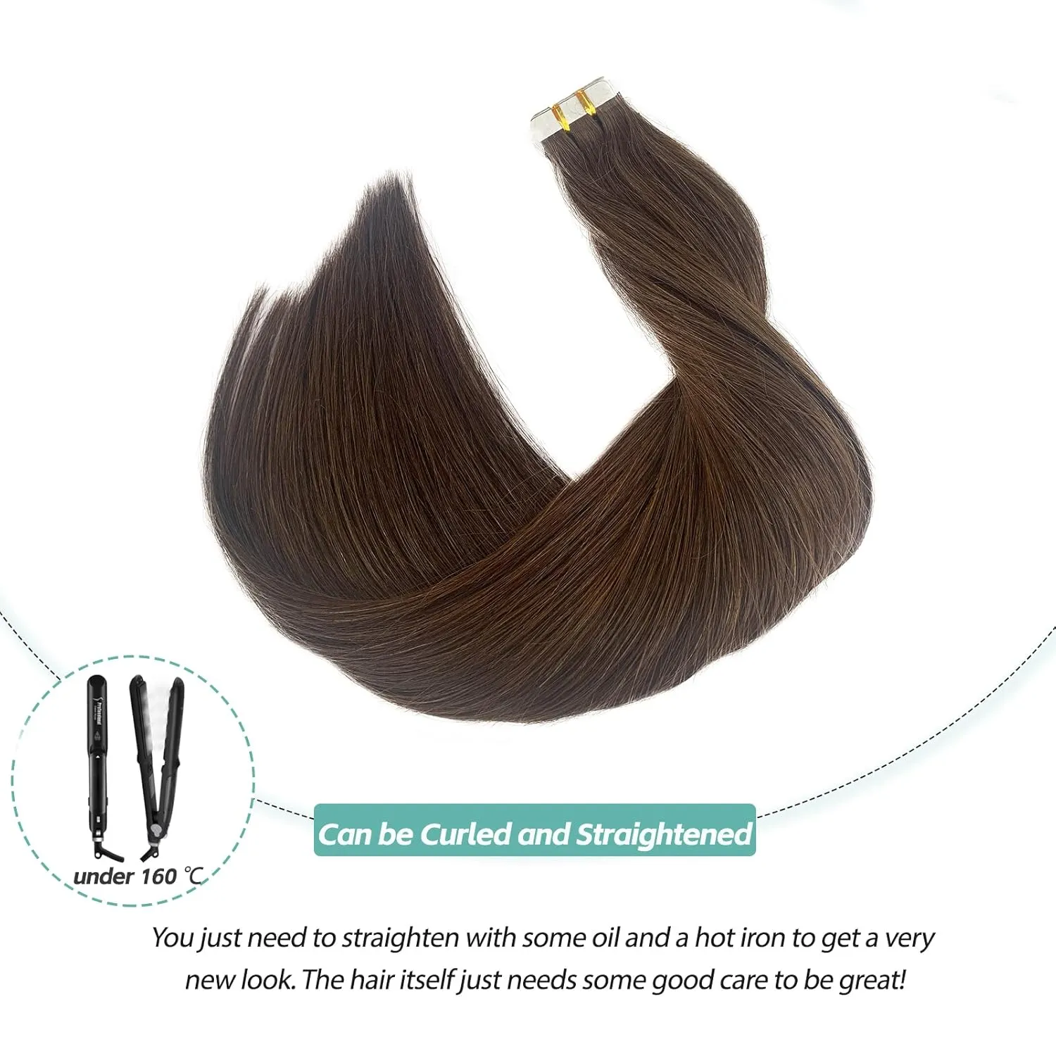 Brown Tape in Hair Extensions 14 Inch Human Hair Straight Remy Full Head 9A Grade for Women and Girls Medium Brown 50g 20pcs