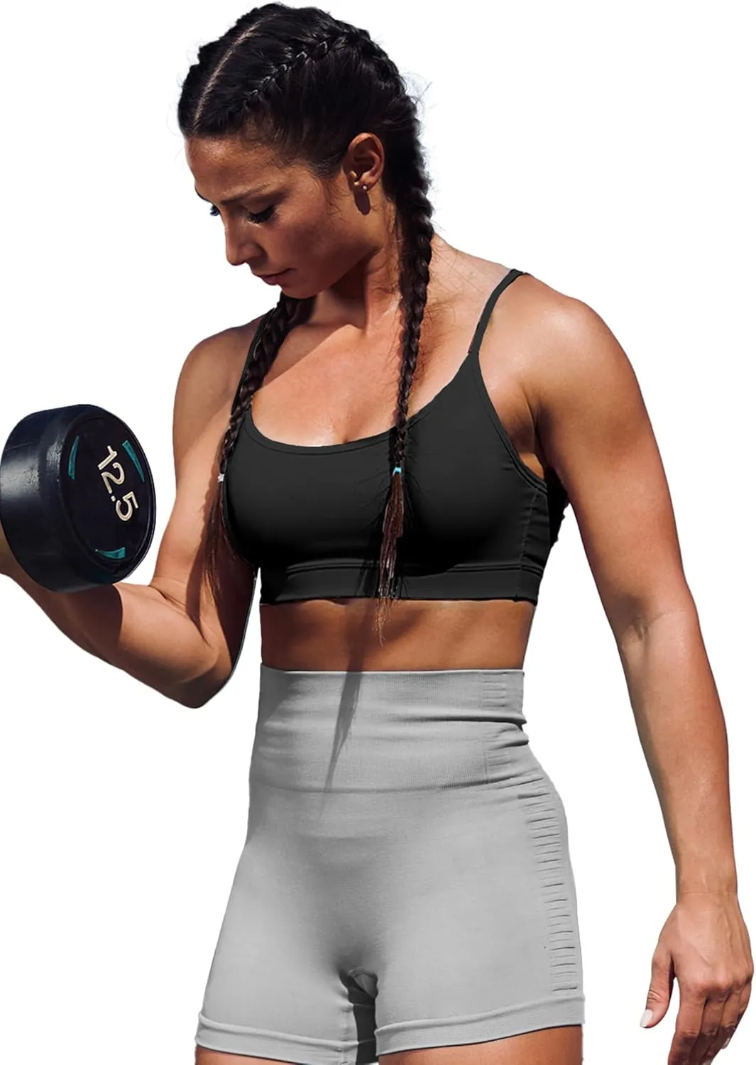 Buauty 2 Packs Y Back Sports Bra for Women, Low Impact Padded Racerback Spaghetti Strap Bras, Womens Workout Yoga Tops