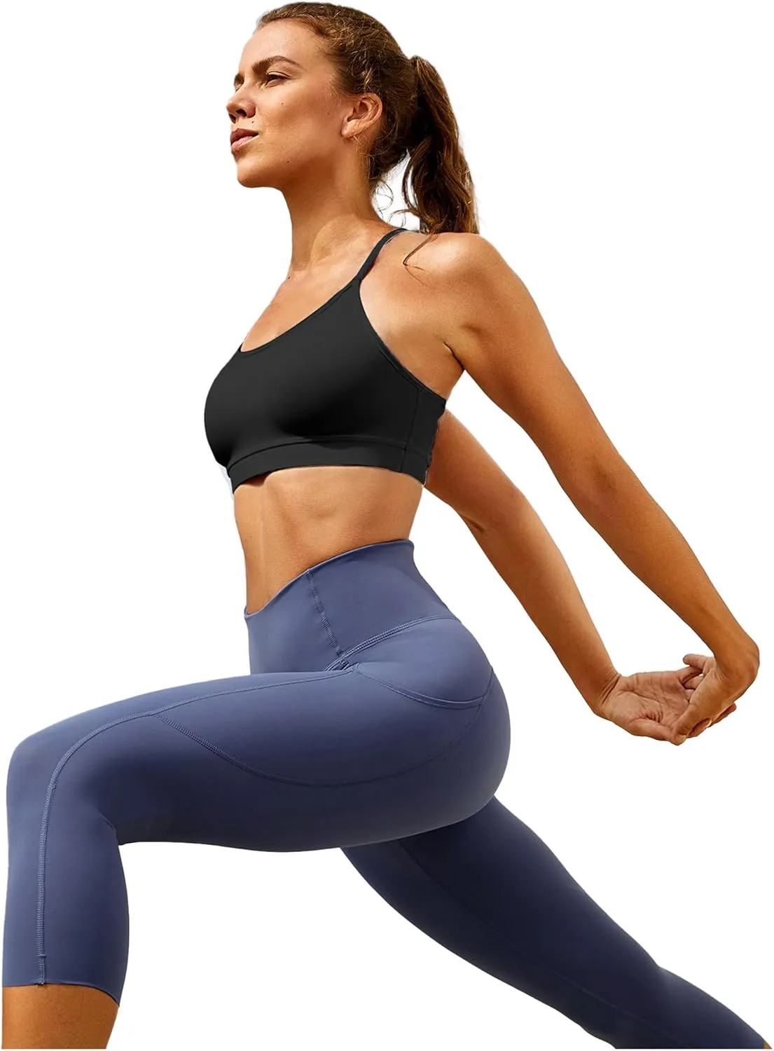 Buauty 2 Packs Y Back Sports Bra for Women, Low Impact Padded Racerback Spaghetti Strap Bras, Womens Workout Yoga Tops