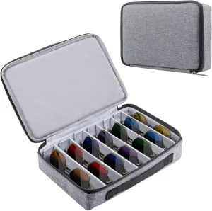 Bukere Travel Sunglasses Organizer Case, Adjustable Slot For Multiple Pairs, Portable Eyeglasses Storage Box for Men Women