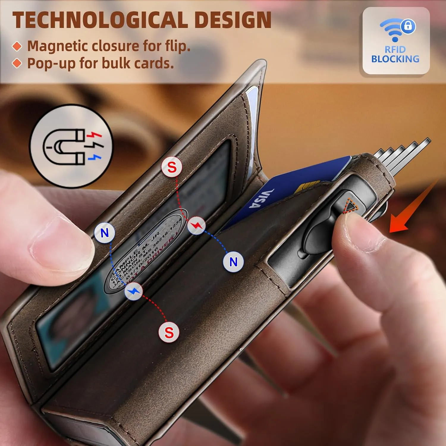 BULLIANT Money Clip Wallet,Mens Gift Slim Wallet Credit Card Holder Airtag&Standard Use 9Cards-Metal Case in Magnetic Flip Shell