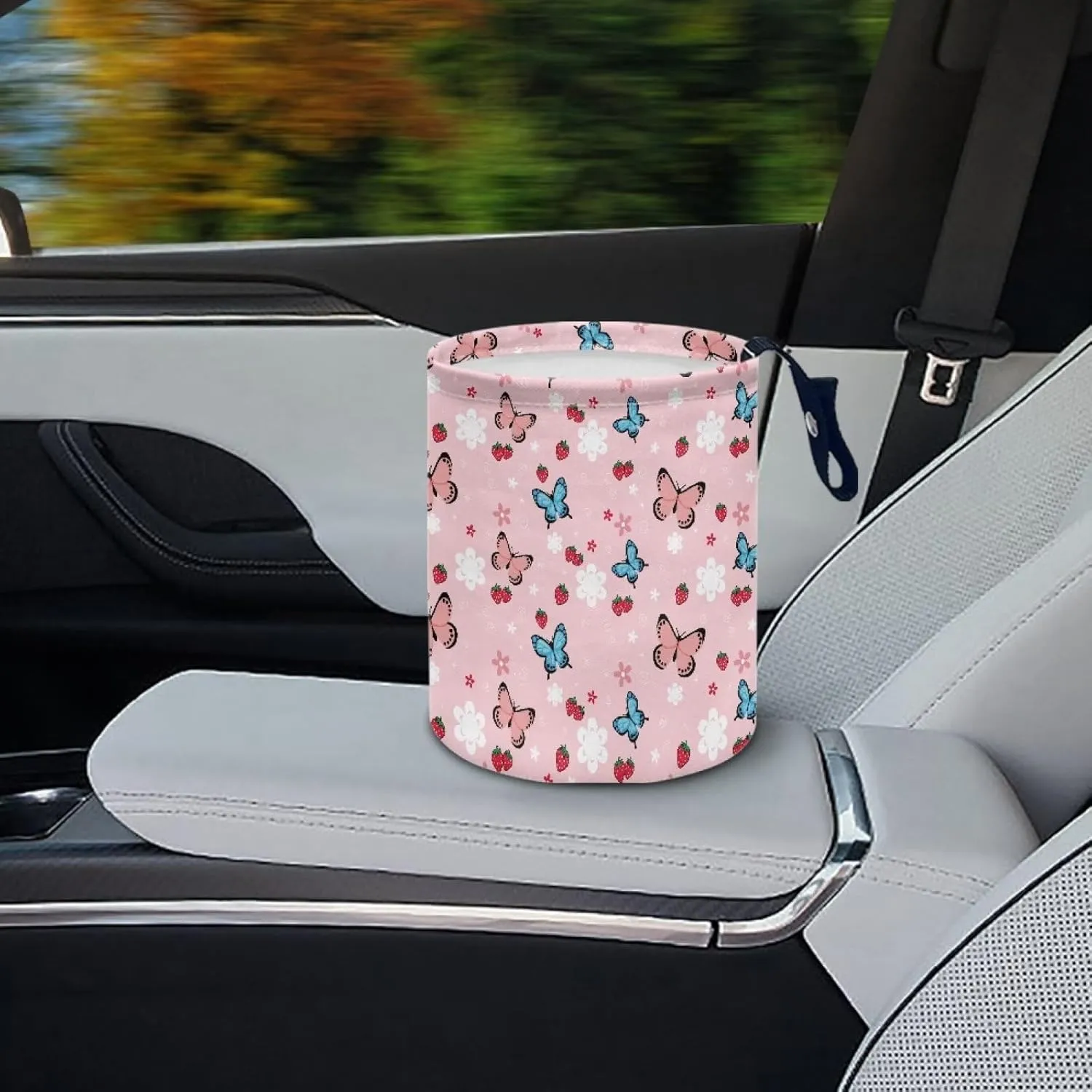 Butterfly Daisy Car Trash Storage Box Multifunctional Garbage Bags for Car, Office, Home, Travel Camping Accessories, Easy to Clean