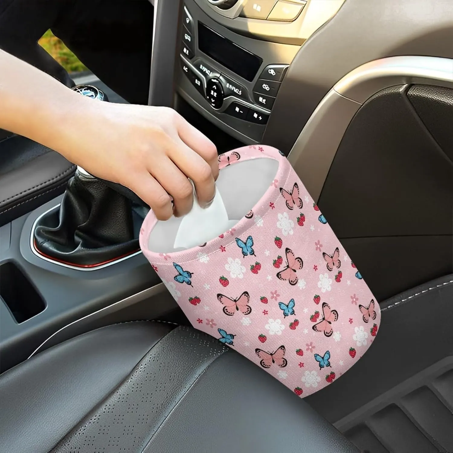 Butterfly Daisy Car Trash Storage Box Multifunctional Garbage Bags for Car, Office, Home, Travel Camping Accessories, Easy to Clean