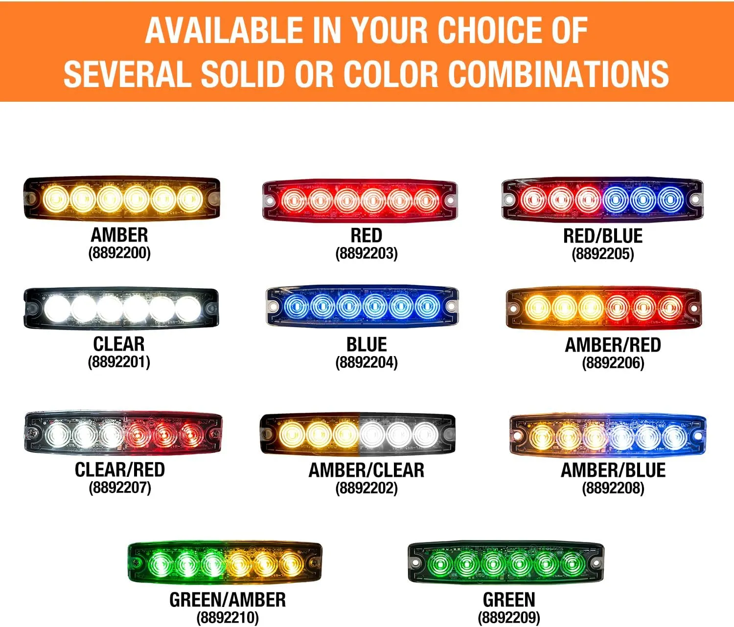 Buyers Products 8892200 5" Amber LED Strobe Light, 6 LEDs, 23 Flash Patterns, Aluminum Housing, Warning Lights For Utility Vehicles