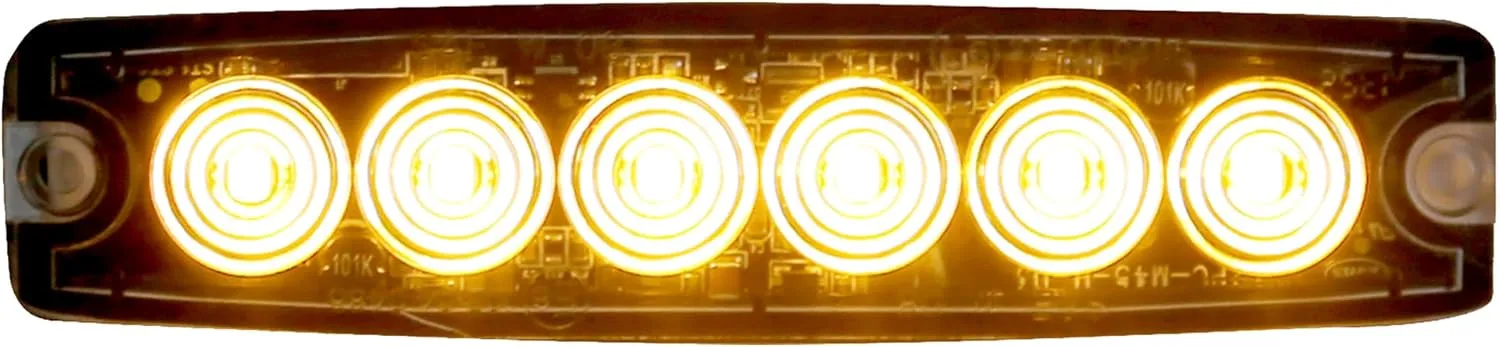 Buyers Products 8892200 5" Amber LED Strobe Light, 6 LEDs, 23 Flash Patterns, Aluminum Housing, Warning Lights For Utility Vehicles