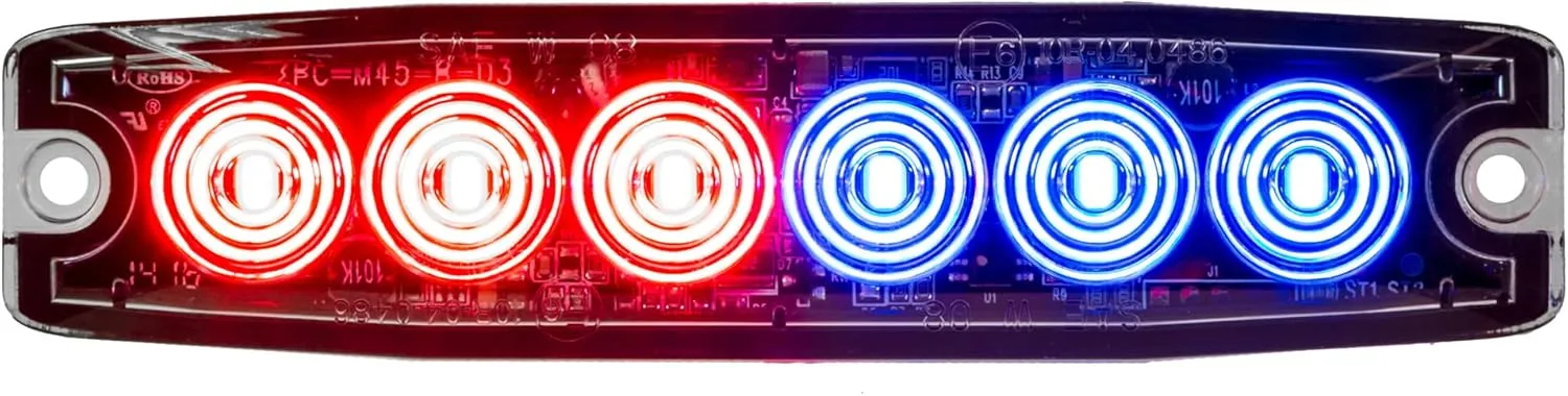 Buyers Products 8892205 5" Red/Blue LED Strobe Light, 6 LEDs, 23 Flash Patterns, Aluminum Housing, Warning Lights for Utility Vehicles
