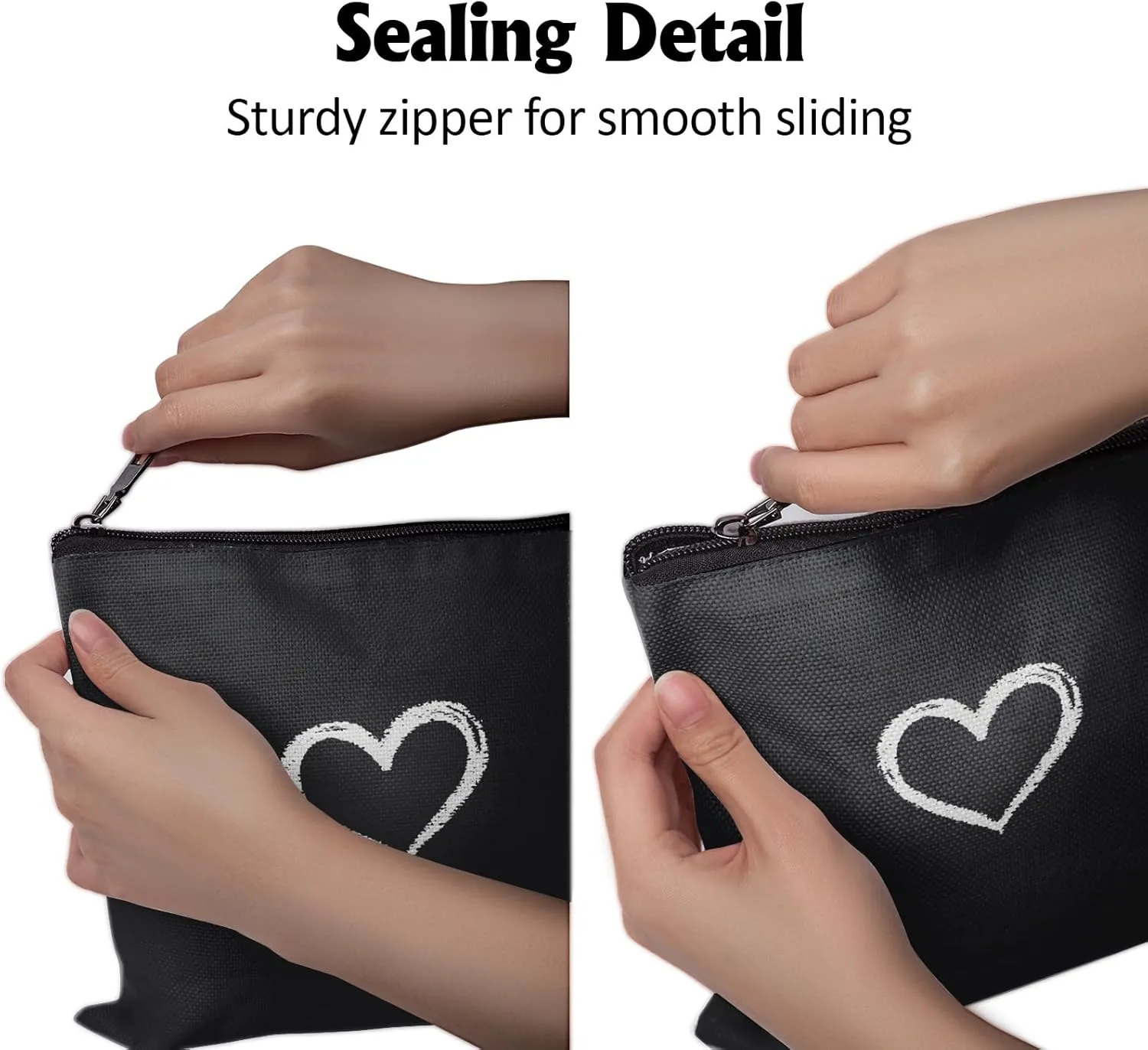 Cafl Chalk Heart Makeup Bag Travel Large Heart Cosmetic Bag Organizer toiletry Essentials Jewelry Skincare Zipper Bag For Women -10×8 inch