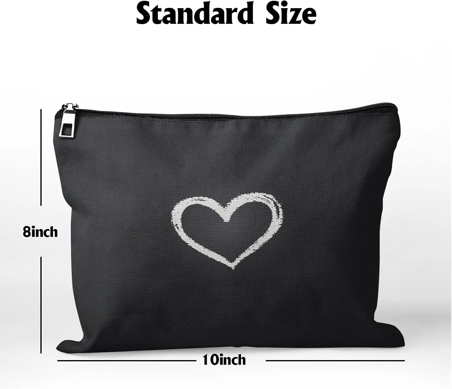 Cafl Chalk Heart Makeup Bag Travel Large Heart Cosmetic Bag Organizer toiletry Essentials Jewelry Skincare Zipper Bag For Women -10×8 inch