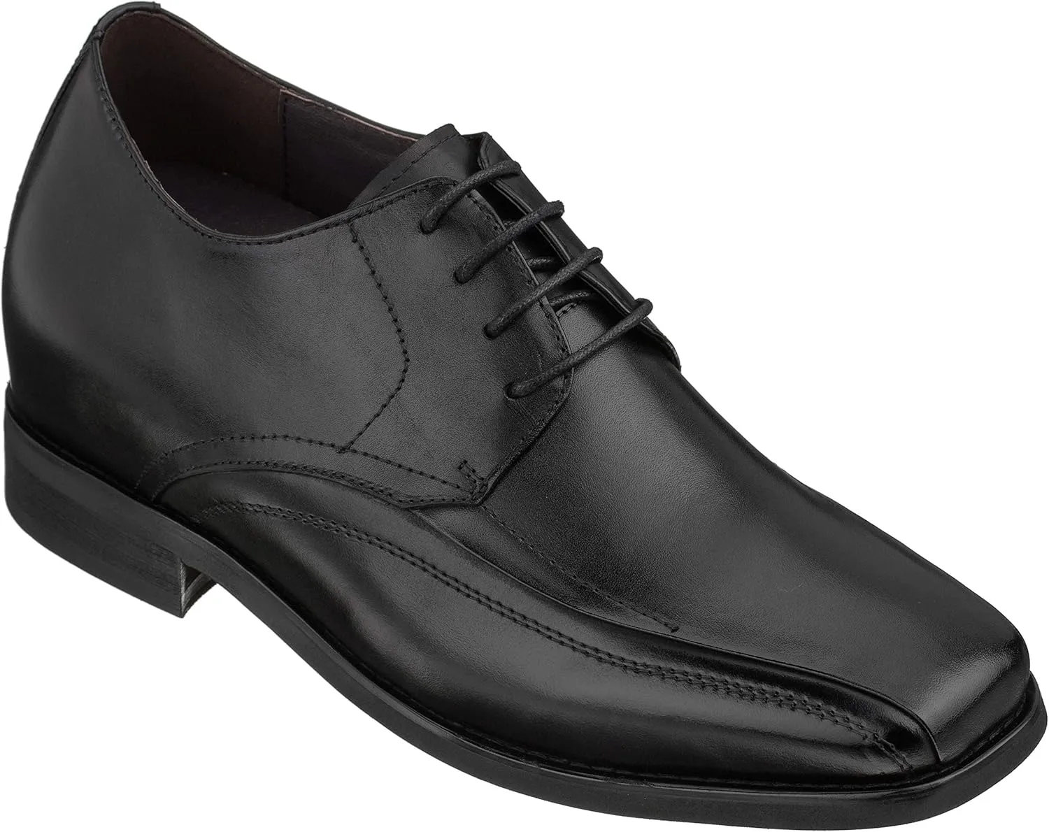 Calden Men's Invisible Height Increasing Elevator Shoes - Black Leather Lace-up Lightweight Dress Oxfords - 3 Inches Taller - K333021 - Size 7 D(M) US
