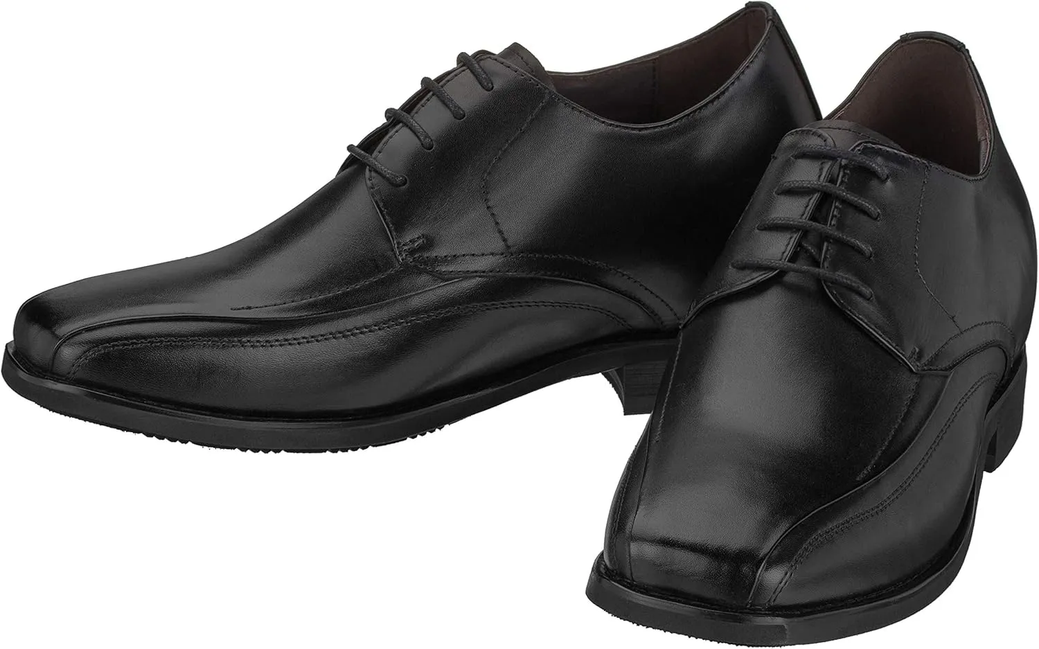 Calden Men's Invisible Height Increasing Elevator Shoes - Black Leather Lace-up Lightweight Dress Oxfords - 3 Inches Taller - K333021 - Size 7 D(M) US