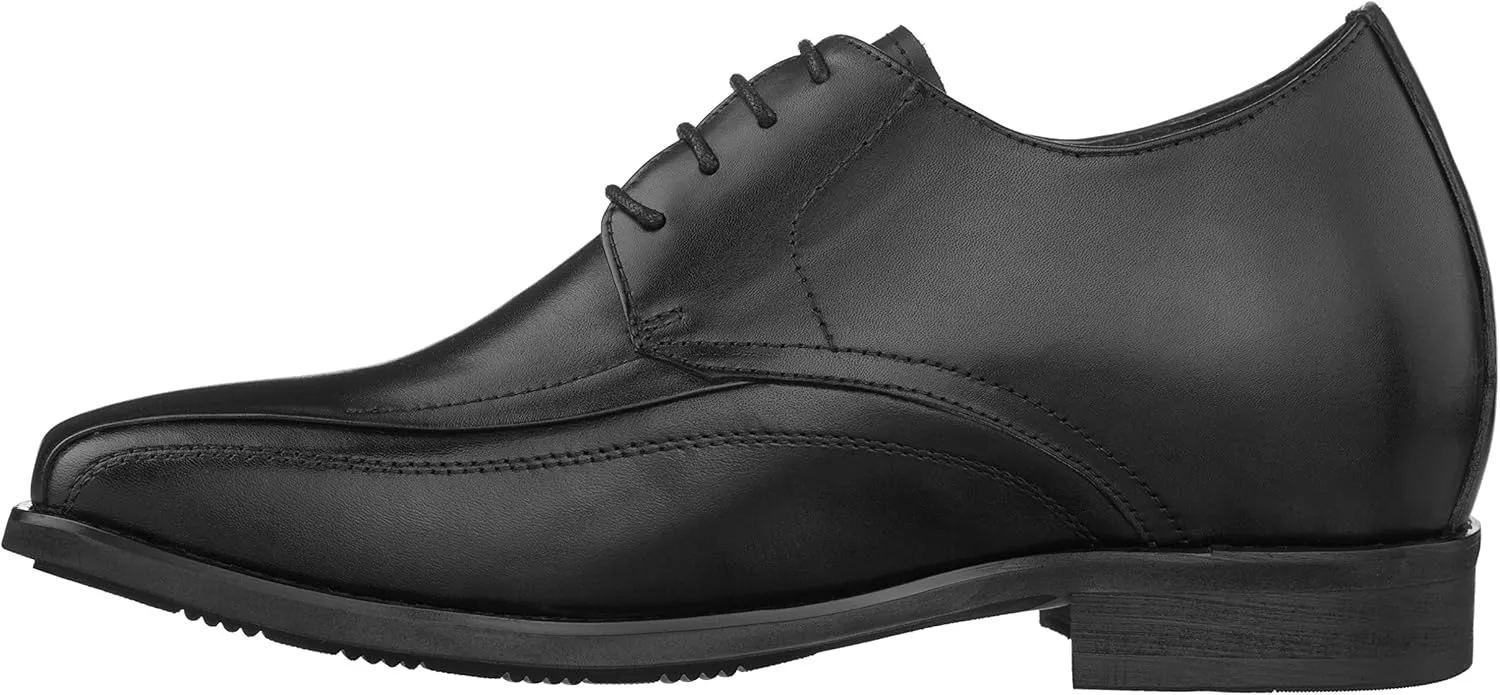 Calden Men's Invisible Height Increasing Elevator Shoes - Black Leather Lace-up Lightweight Dress Oxfords - 3 Inches Taller - K333021 - Size 7 D(M) US