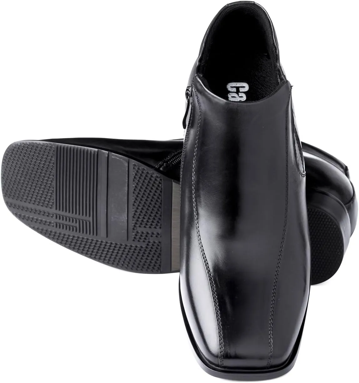 Calden Men's Invisible Height Increasing Elevator Shoes - Black Premium Leather Zipper Dress Boots - 3.2 Inches Taller - K99805 - Size 6.5 D(M) US