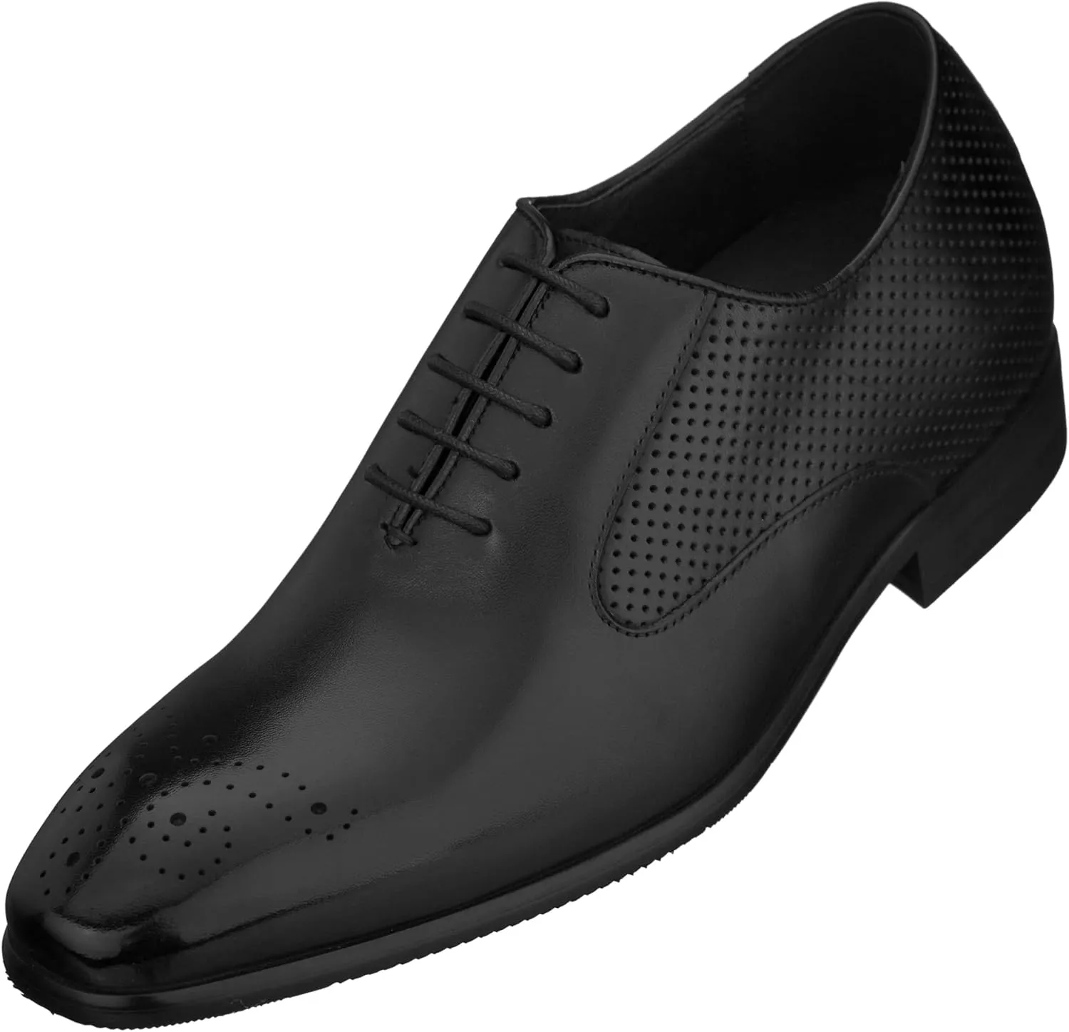 CALTO Men's Invisible Height Increasing Elevator Shoes - Black Premium Leather Lace-up Formal Oxfords - 2.4 Inches Taller - Y6012 - Size 12 D(M) US